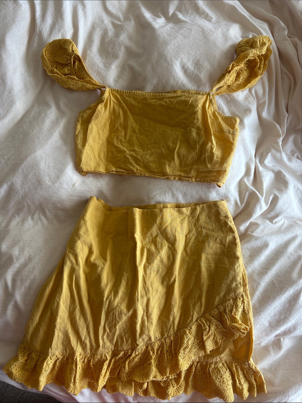 Sunshine Yellow Two-Piece Ruffle Set